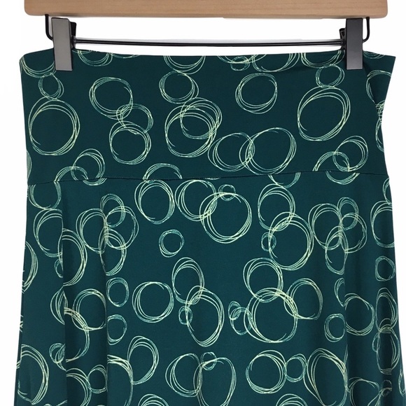 LULAROE Azure Skirt Circles Scribble Print Boho Festival Knee Length Size Medium - Picture 3 of 10